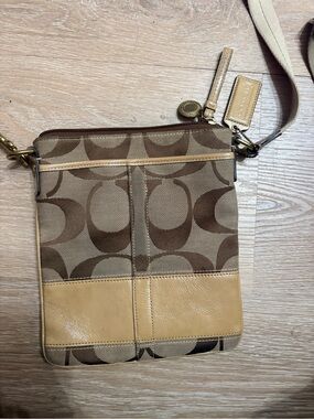 Coach Beige and Brown Signature Canvas Crossbody